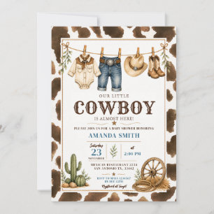 Convites Nossa Pequena Corda de Roupas de Cowboy Churrasco 