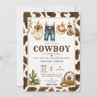 Convites Nossa Pequena Corda de Roupas de Cowboy Churrasco 