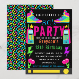Convites nossa pequena Festa de aniversário de 13 Retro Neo