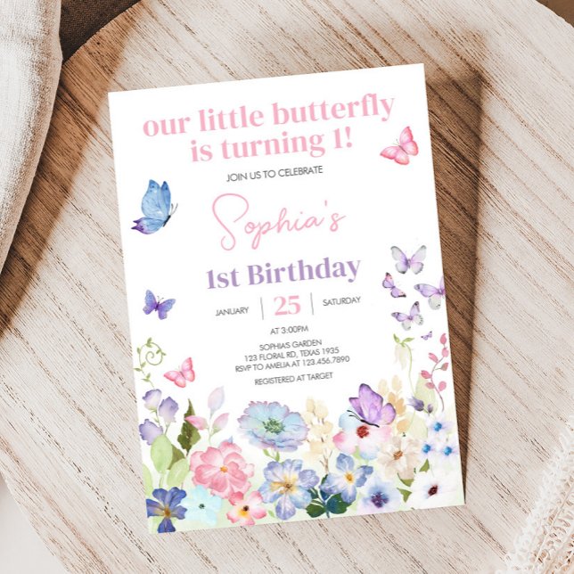Convites Nossa Pequena Festa de aniversário de Borboleta (Whimsical Our Little Butterfly Birthday Party Invitation)