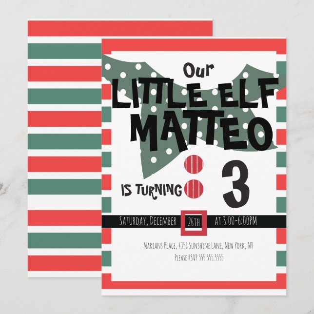 Convites Nossa Pequena Freguiça De Elfo Qualquer Festa de a (Frente/Verso)