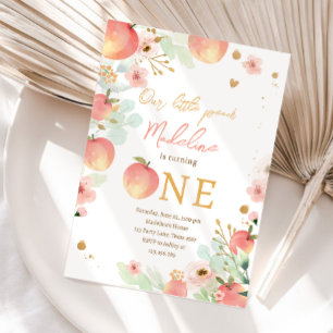 Convites Nossa Pequena Garota Pêssega Doce 1rua Primeiro An