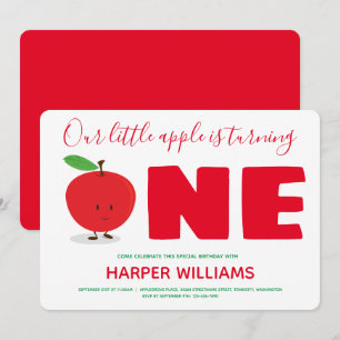 Convites Nossa Pequena Maçã Virando Um Primeiro Aniversá