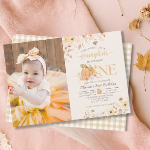 Convites Nossa Pequena Pumpkin Floral Pumpkin Foto de Anive