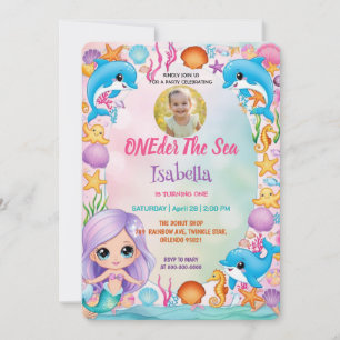 Convites nossa pequena sereia 1rua Foto do aniversário de v