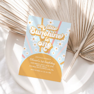 Convites Nossa Pequena Sunshine boho floral primeiro aniver
