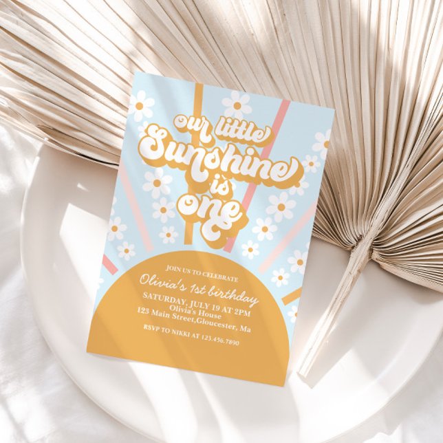 Convites Nossa Pequena Sunshine boho floral primeiro aniver (Criador carregado)