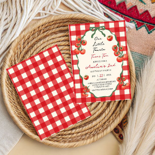 Convites Nossa pequena Tomatinha Vermelha Gingham faz dois