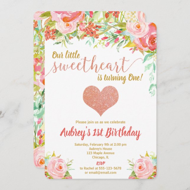 Convites Nossa querida Dia de os namorados de aniversário (Frente/Verso)