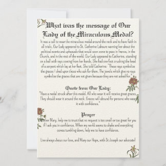 Convites Nossa Senhora da Medalha Miraculosa.