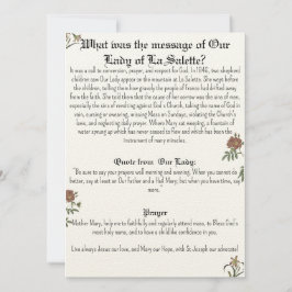 Convites Nossa Senhora de La Salette Prayer Card