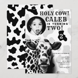 Convites Nossa Vaca! Festa de Aniversário Country Preta e B