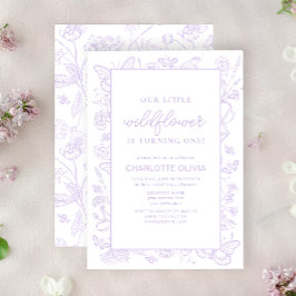 Convites Nossas Flores Lilac do primeiro aniversario de Flo