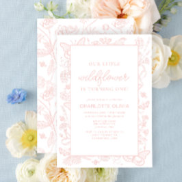 Convites Nossas Flores Rosa-primeiro aniversario de Flor Se