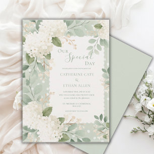 Convites Nossas Hortênsias Brancas do Dia Especial Casament