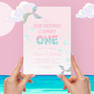 Convites Nosso Aniversário de 1 Ano da Sereia Rosa