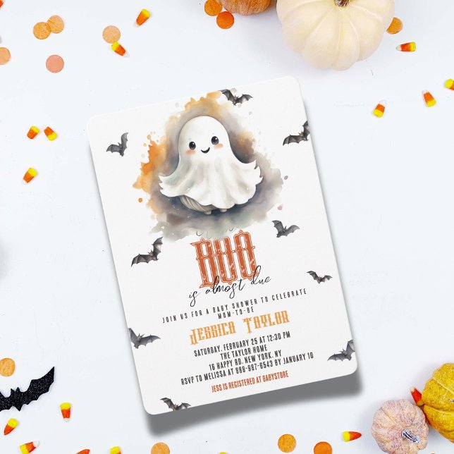 Convites Nosso Boo Quase Chegando Fantasma Halloween Chá de (Criador carregado)