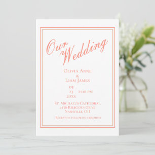 Convites Nosso Casamento de Pêssego Branco Moderno Elegant