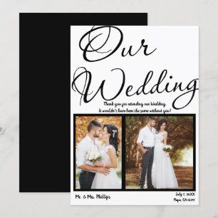 Convites Nosso Casamento Foto Preto e Branco Obrigado
