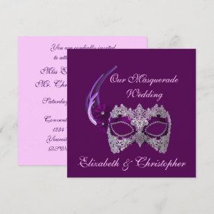 Convites "Nosso Casamento Mascarada" - Roxo Real [b]