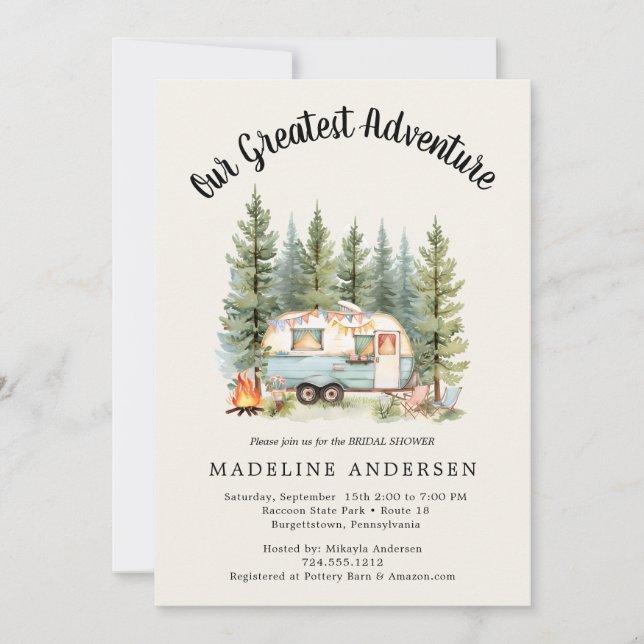 Convites Nosso Chá de fraldas de Sage de Acampamento de Mai (Frente)