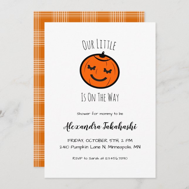 Convites Nosso chá de fraldas pequeno do ponto morto do (Frente/Verso)