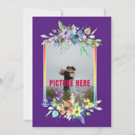 Convites Nosso Dia de Casamento Floral Roxo Foto Personaliz