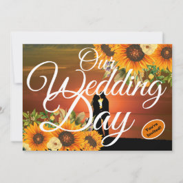 Convites Nosso Dia de Casamento Girassol Pôr do Sol Branco 