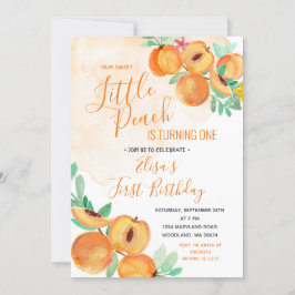 Convites Nosso doce pequeno aniversário de pêssego