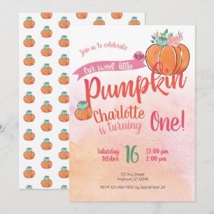 Convites Nosso Doce Pumpkin Primeiro Aniversário Convide