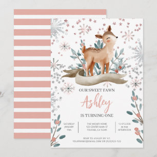 Convites Nosso Fawn Está Fazendo Um Aniversário de 1 Ano Co