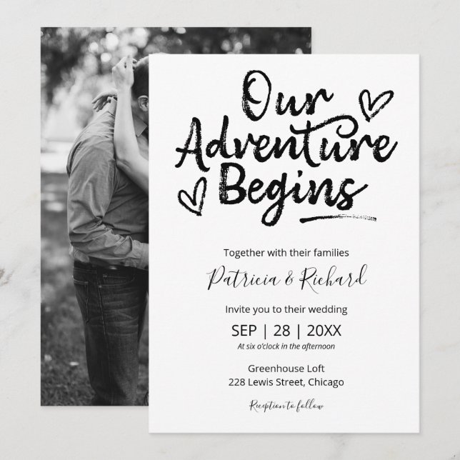 Convites Nosso Início de Aventura Casamento Rústico (Frente/Verso)