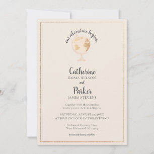 Convites Nosso Mundo de Aventura Mapeie Casamento Dourado V
