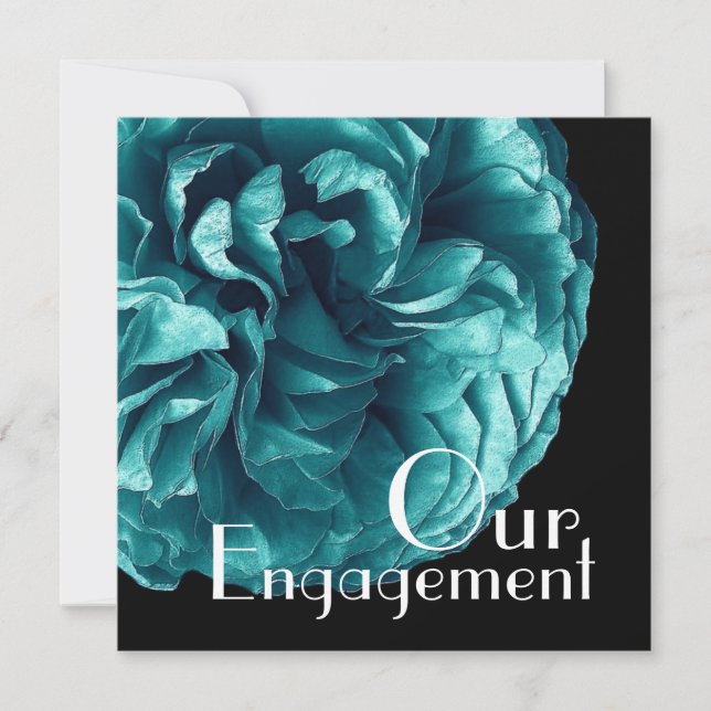 Convites Nosso Noivado - Elegante Rosa Azul Aqua (Frente)
