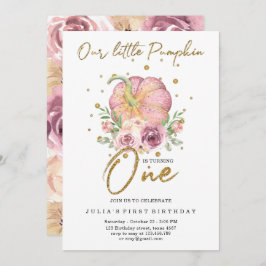 Convites Nosso Pequeno Abóbora Primeiro Rosa De Aniversário
