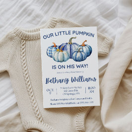 Convites Nosso Pequeno Abobrinha está a caminho, blue Baby