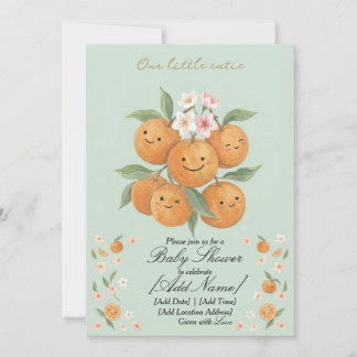 Convites Nosso Pequeno Amor Laranja Mandarim Floral Aquarel