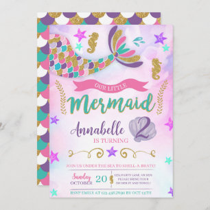 Convites Nosso Pequeno Aniversário Da Sereia