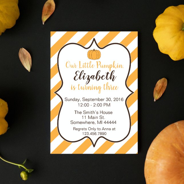 Convites Nosso Pequeno Aniversário de Abóbora (Criador carregado)