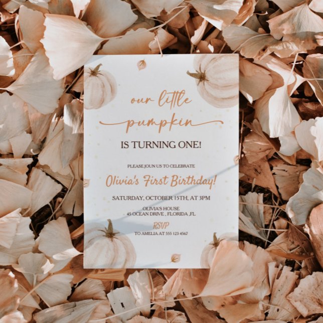 Convites Nosso Pequeno Aniversário de Abóbora (Criador carregado)