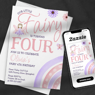 Convites Nosso Pequeno Aniversário de Fada Mágica Arco-Íris