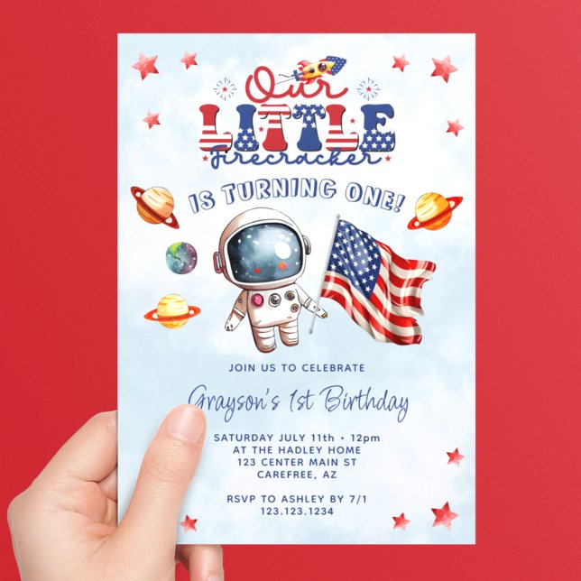 Convites Nosso Pequeno Astronauta Petardo de Aniversário de (Criador carregado)