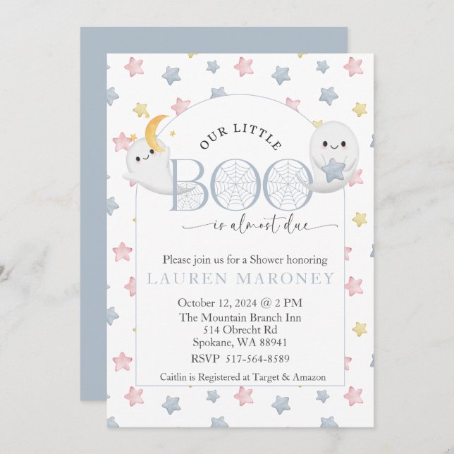 Convites Nosso Pequeno Boo está quase no Halloween (Frente/Verso)