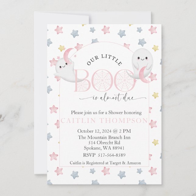 Convites Nosso Pequeno Boo está quase vencendo o bebê do Di (Frente)