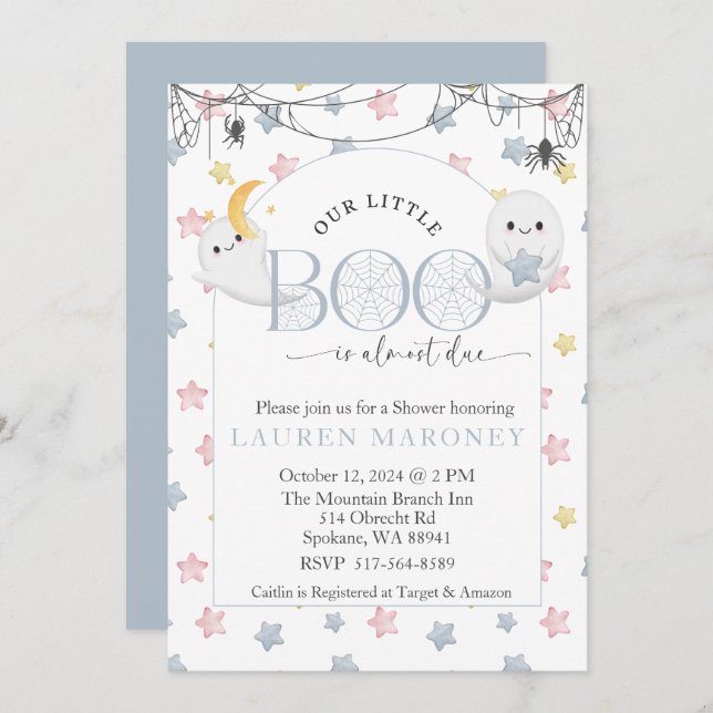 Convites Nosso Pequeno Boo está quase vencendo o bebê do Di (Frente/Verso)