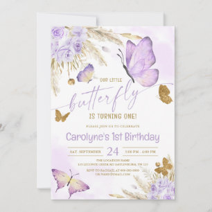 Convites Nosso Pequeno Borboleta Roxo Aniversário