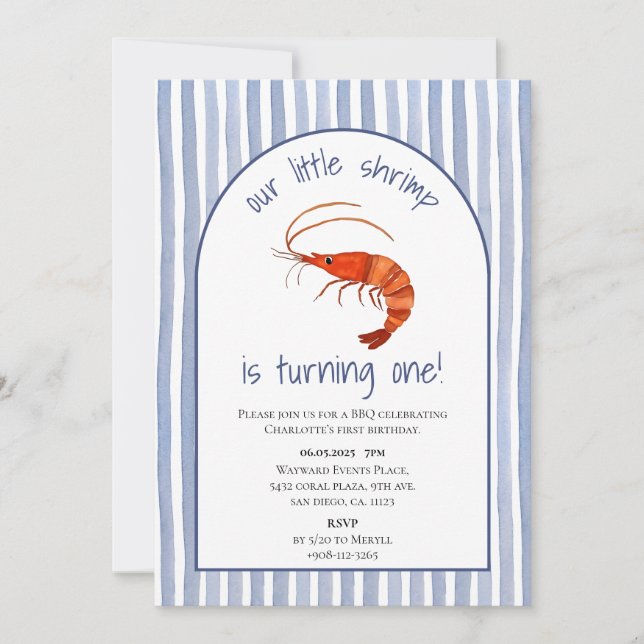 Convites Nosso Pequeno Camarão está transformando uma aquar (Frente)