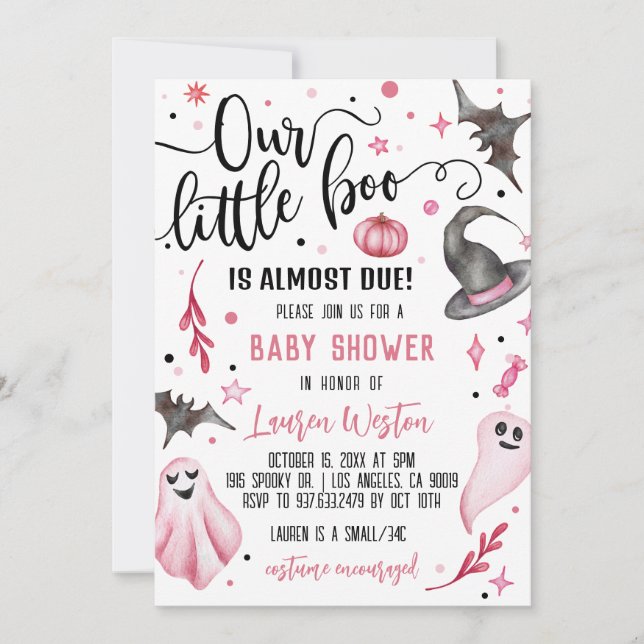 Convites Nosso pequeno Chá de fraldas de Dia das Bruxas (Frente)