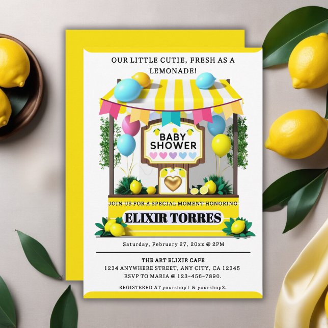Convites Nosso Pequeno Chá de fraldas De Limonada Cutil (Criador carregado)