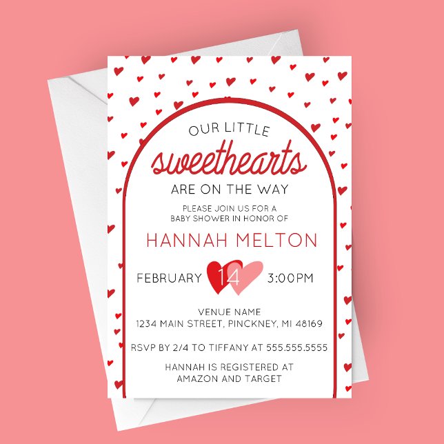 Convites Nosso Pequeno Chá de fraldas Dia de os namorados (Our Little Sweethearts Valentines Day Baby Shower Invitation for Twins)